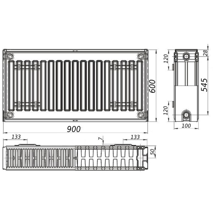 Радіатор сталевий 22/600x900 бок KALITE Радіатор сталевий 22/600x900 бок KALITE