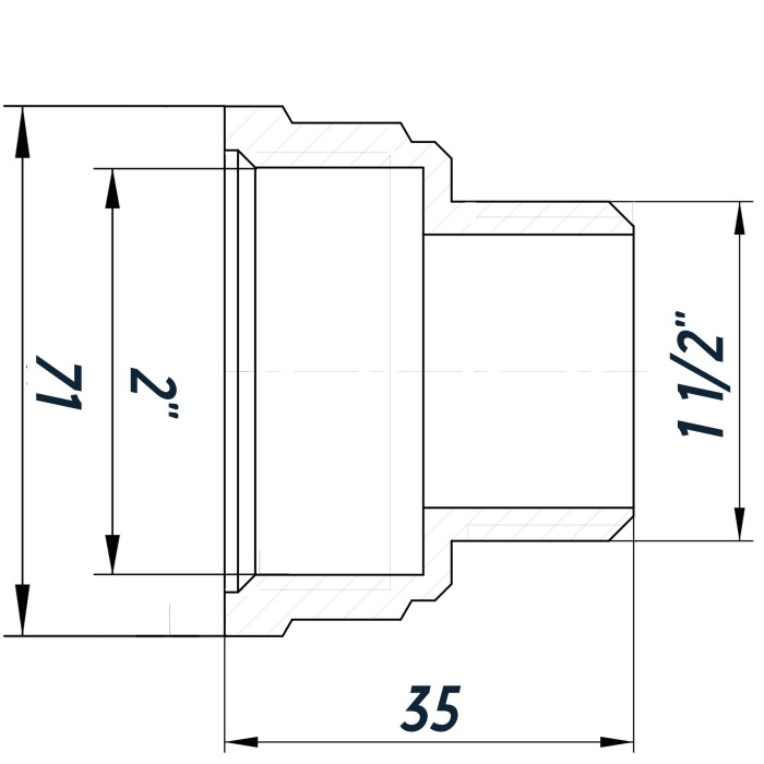 Перехідник редукційний 2″х1 1/2″ВЗ нікельований восьмигранний NK873O OPTIMUM Перехідник редукційний 2″х1 1/2″ВЗ нікельований восьмигранний NK873O OPTIMUM