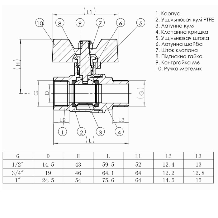 Кран кульовий прямий SOLOMON 1/2″ ЗВ ЖБ PN40 B1008 Кран кульовий прямий SOLOMON 1/2″ ЗВ ЖБ PN40 B1008