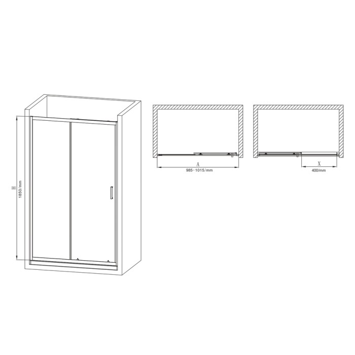 Двері у нішу розсувні MIXXUS PREMIUM DIVERSE SD01-100x185-TR CHROME прозоре скло 5мм (MI7165) Двері у нішу розсувні MIXXUS PREMIUM DIVERSE SD01-100x185-TR CHROME прозоре скло 5мм (MI7165)