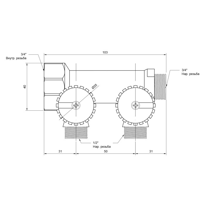Колектор Icma 3/4" 2 виходи №227 Колектор Icma 3/4" 2 виходи №227