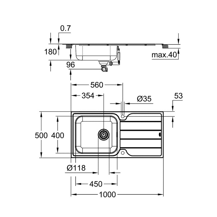 Мийка для кухні із нержавіючої сталі Grohe K500 (31563SD1) Мийка для кухні із нержавіючої сталі Grohe K500 (31563SD1)