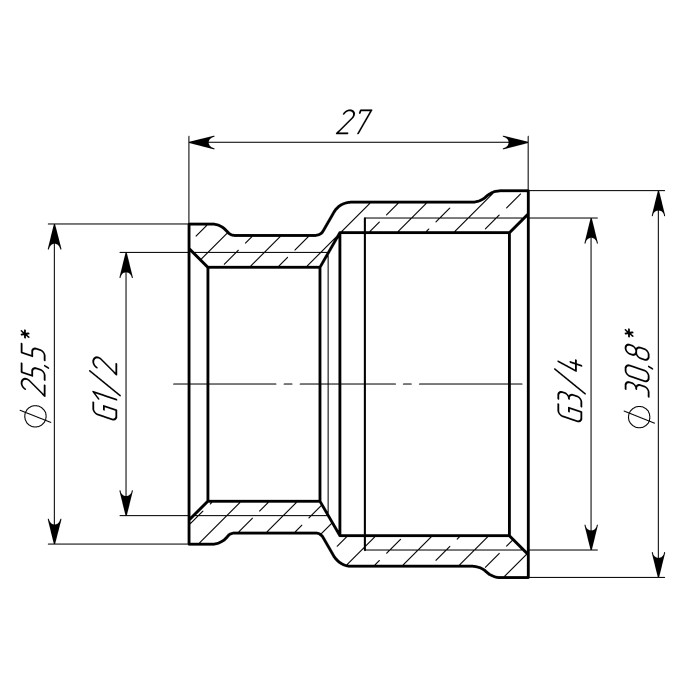 Муфта редукційна 3/4″х1/2″ВВ латунна LM431S OPTIMUM Муфта редукційна 3/4″х1/2″ВВ латунна LM431S OPTIMUM