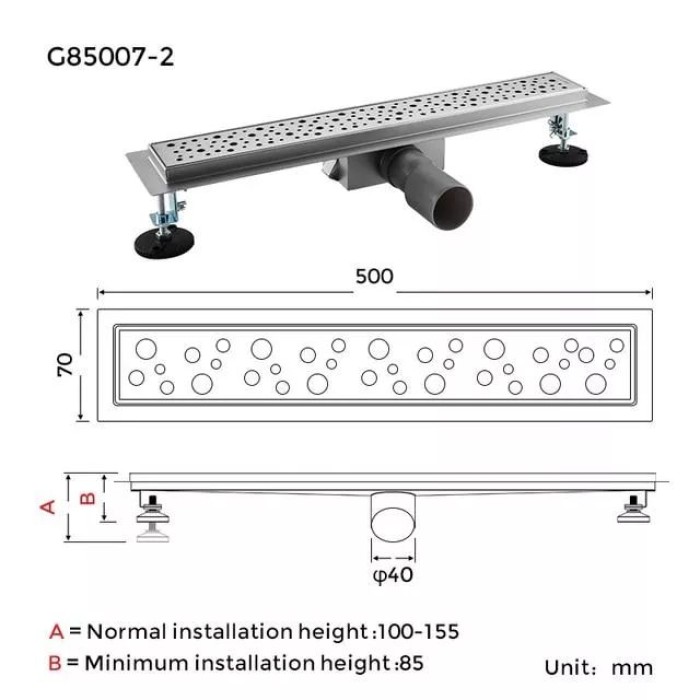 Душовий канал GAPPO G85007-2, 70х500 мм, нержавіюча сталь Душовий канал GAPPO G85007-2, 70х500 мм, нержавіюча сталь