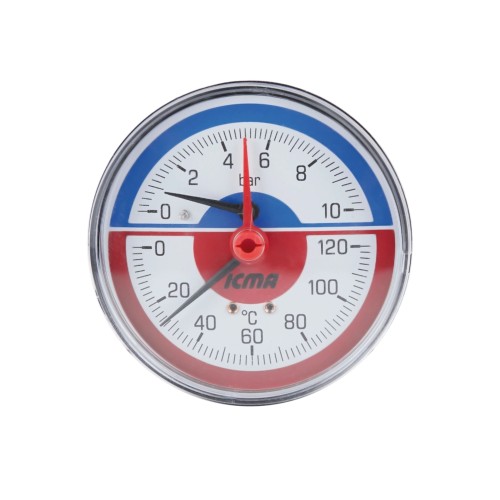 Термоманометр Icma 1/2" 0-10 бар, заднє підключення №259