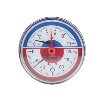 Термоманометр Icma 1/2" 0-10 бар, заднє підключення №259