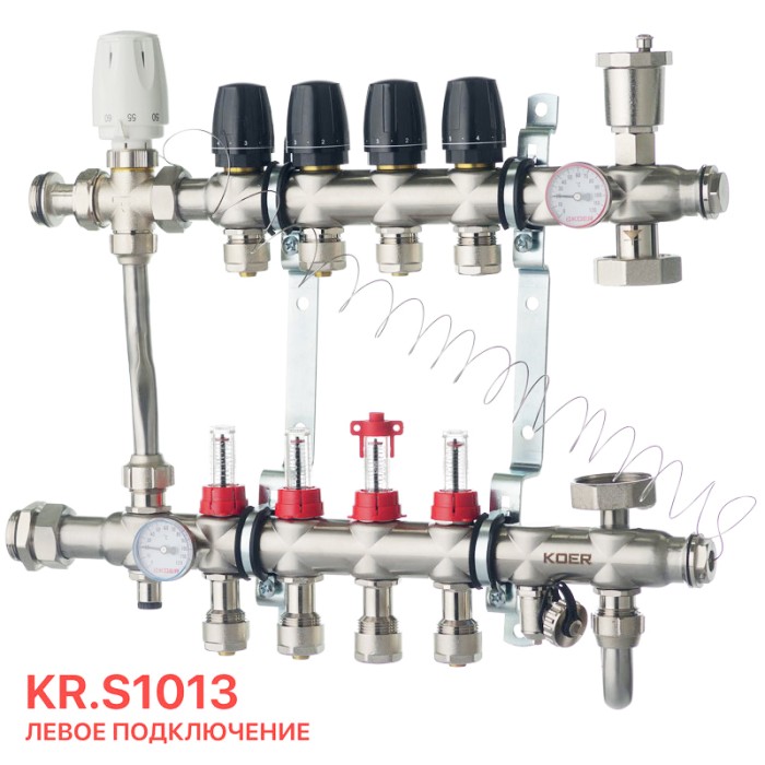 Колектор зі вбудованим змішув. вузлом KOER KR.S1013-4 1 "х4 SUS304 і євроконусами 3 / 4-16 (KR2947) Колектор зі вбудованим змішув. вузлом KOER KR.S1013-4 1 "х4 SUS304 і євроконусами 3 / 4-16 (KR2947)