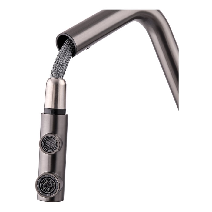 Кухонний змішувач на дві води Zerix LUX-024 Graphite з висувною лійкою (нерж. сталь) (ZX5557) Кухонний змішувач на дві води Zerix LUX-024 Graphite з висувною лійкою (нерж. сталь) (ZX5557)