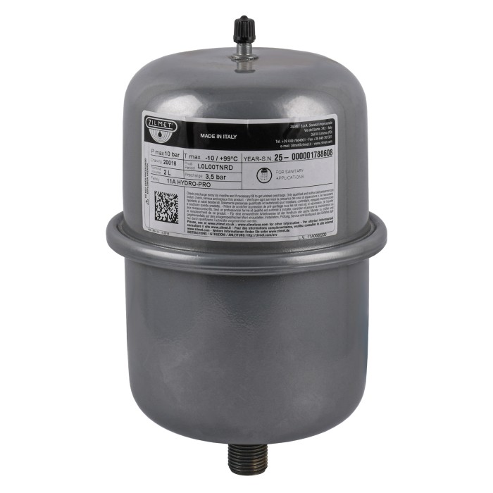 Гідроакумулятор з фіксованою мембраною 2л Zilmet HYDRO-PRO 10bar (11A0000200 ) Гідроакумулятор з фіксованою мембраною 2л Zilmet HYDRO-PRO 10bar (11A0000200 )