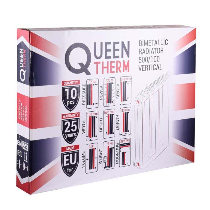 Радіатор біметалевий секційний QUEEN THERM 500/100 VERTICAL/HORIZONTA (кратно 10) Радіатор біметалевий секційний QUEEN THERM 500/100 VERTICAL/HORIZONTA (кратно 10)