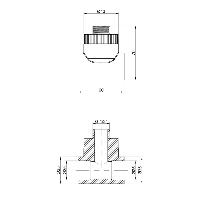 Трійник PPR Thermo Alliance 25х1/2"х25 ЗР Трійник PPR Thermo Alliance 25х1/2"х25 ЗР