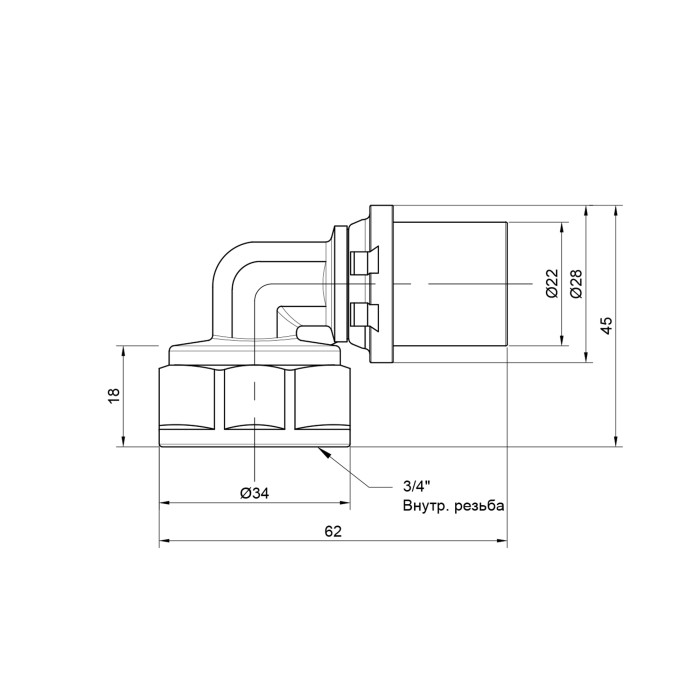Кутик прес Icma 20х3/4" ВР №405 Кутик прес Icma 20х3/4" ВР №405