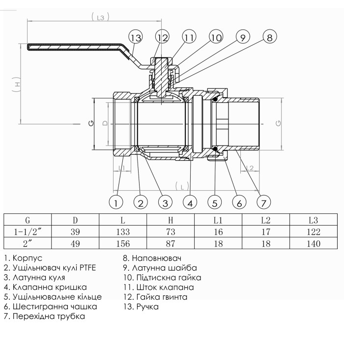 Кран кульовий прямий з американкою SOLOMON 1 1/2″ ПОСИЛЕНИЙ 1042 Кран кульовий прямий з американкою SOLOMON 1 1/2″ ПОСИЛЕНИЙ 1042
