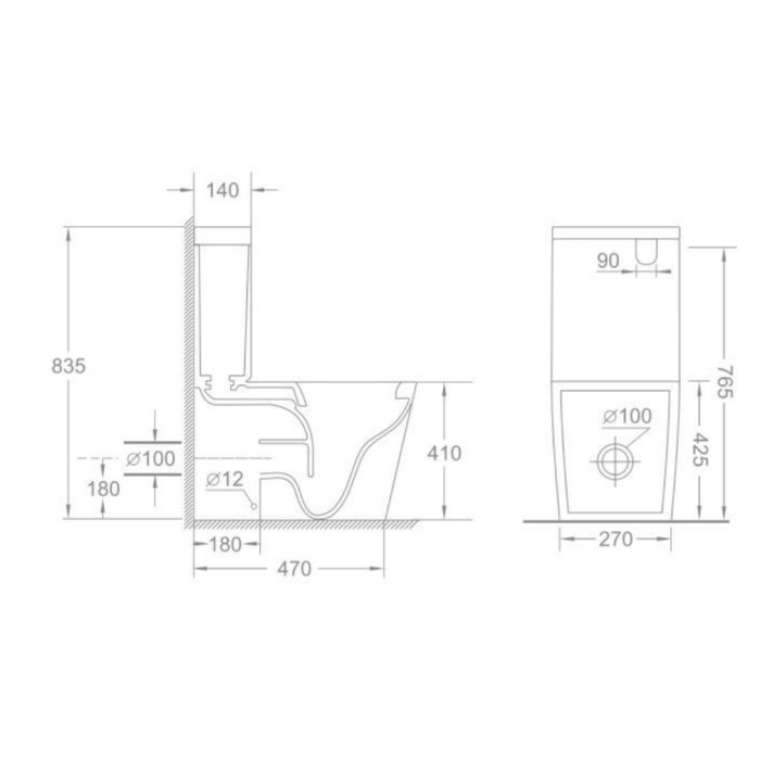 Бачок до унітазу-компакту Mixxus Bevel-0403-T3 Tank 640х360х835 зі зливною арматурою (MI8322)