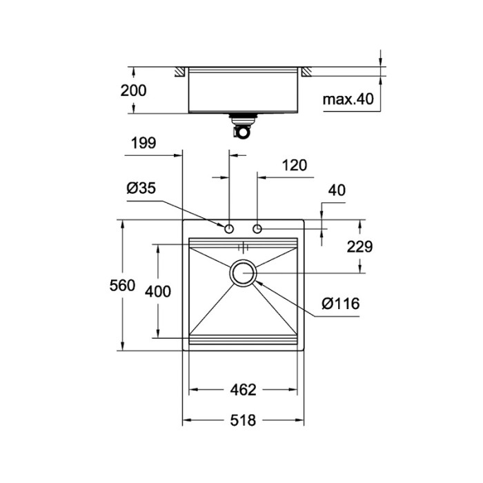 Кухонна мийка K800 (50 cm) Grohe EX-2 Sink (31583SD0) Кухонна мийка K800 (50 cm) Grohe EX-2 Sink (31583SD0)