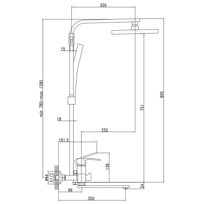 Душова колона зі змішувачем Mixxus Magnum 009-J (MI8231) Душова колона зі змішувачем Mixxus Magnum 009-J (MI8231)
