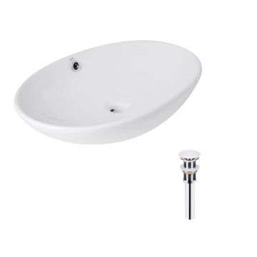 Комплект Qtap Dove: Раковина накладна овальна 635x420x150 мм White + Донний клапан PU02O