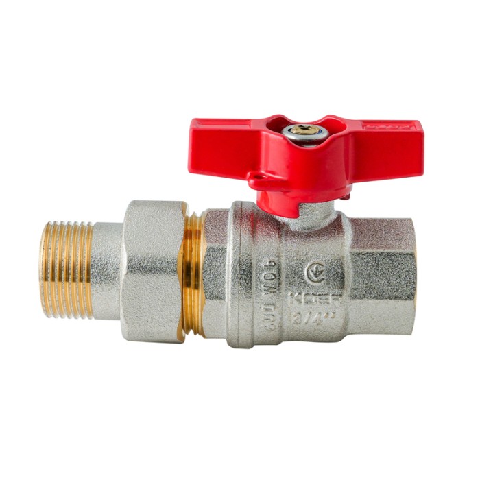 Кран з американкою Koer Extreme KE.227-20 - 3/4" ручка "метелик" червона (KR5766) Кран з американкою Koer Extreme KE.227-20 - 3/4" ручка "метелик" червона (KR5766)
