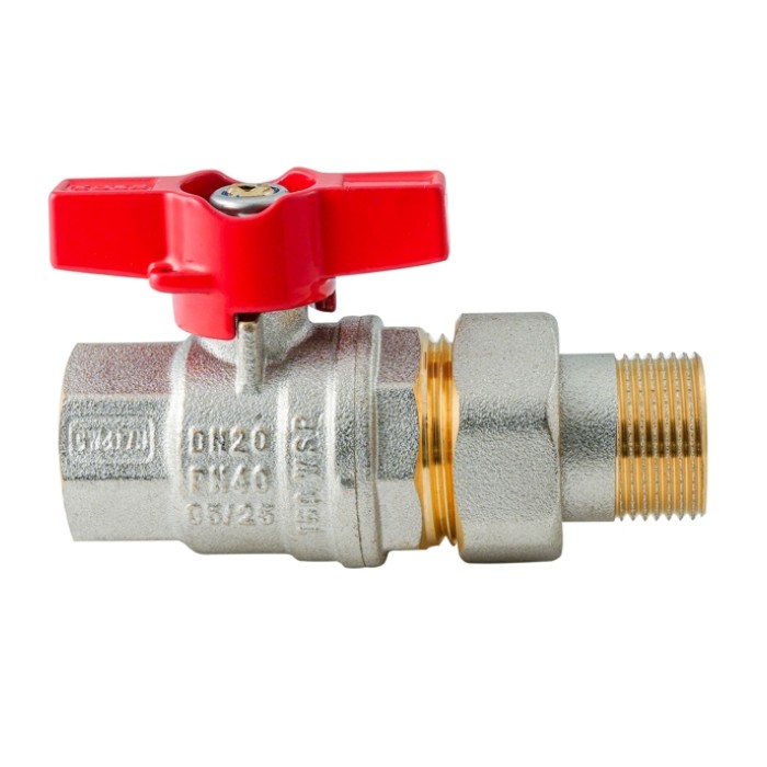 Кран з американкою Koer Extreme KE.227-20 - 3/4" ручка "метелик" червона (KR5766) Кран з американкою Koer Extreme KE.227-20 - 3/4" ручка "метелик" червона (KR5766)