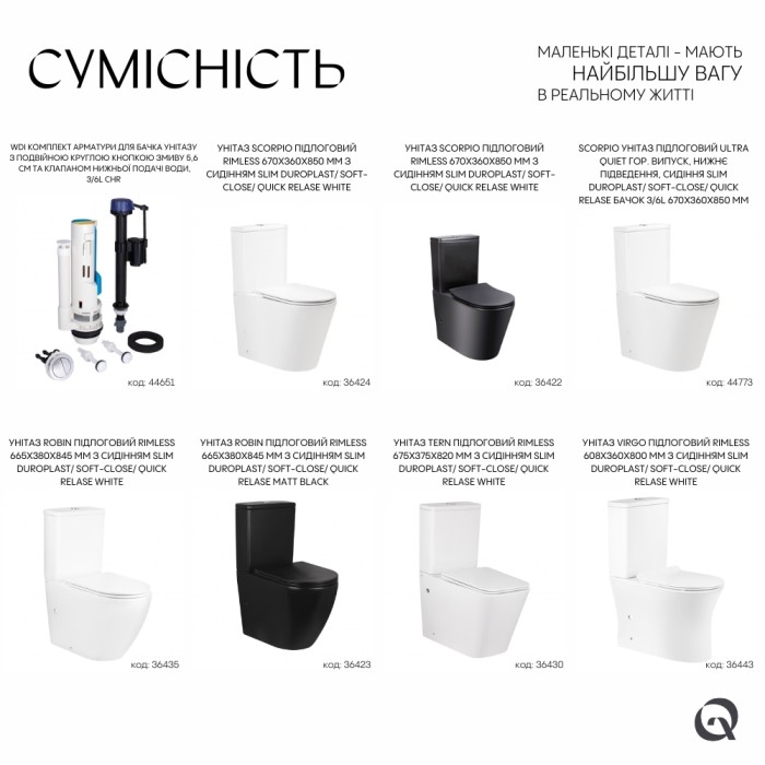 Qtap WDI комплект арматури для бачка унітазу з подвійною круглою кнопкою змиву 5,6 см та клапаном нижньої подачі води, 3/6L CHR Qtap WDI комплект арматури для бачка унітазу з подвійною круглою кнопкою змиву 5,6 см та клапаном нижньої подачі води, 3/6L CHR
