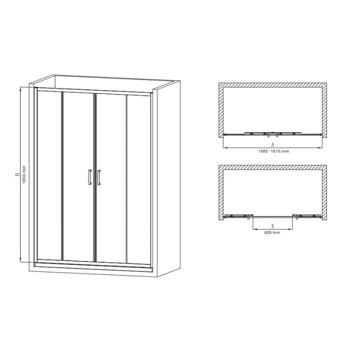 Двері в нішу Mixxus Premium DIVERSE SD01-160x185-TR Chrome прозоре скло 5мм (MI6875) Двері в нішу Mixxus Premium DIVERSE SD01-160x185-TR Chrome прозоре скло 5мм (MI6875)