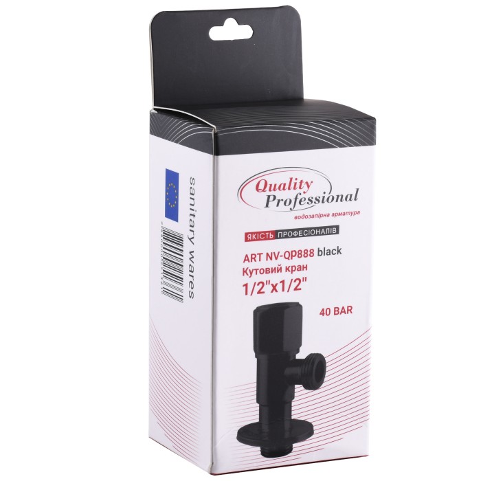 Кран кульовий кутовий Professional 1/2″X1/2″ NV-QP888 BLACK Кран кульовий кутовий Professional 1/2″X1/2″ NV-QP888 BLACK