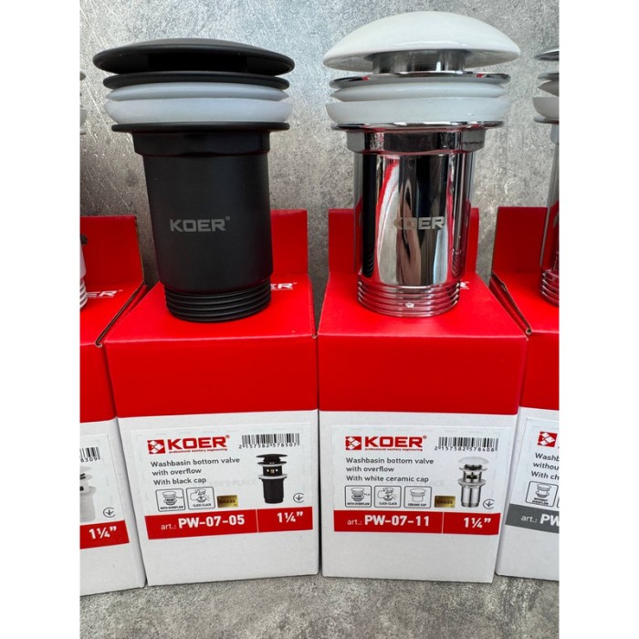 Донний клапан для раковини Koer PW-07-05 1 1/4'' з переливом автоматичний СLICK-СLACK (Колір чорн) (KR5785) Донний клапан для раковини Koer PW-07-05 1 1/4'' з переливом автоматичний СLICK-СLACK (Колір чорн) (KR5785)