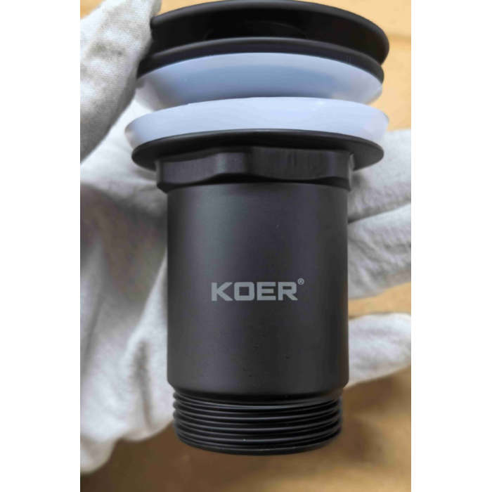 Донний клапан для раковини Koer PW-07-05 1 1/4'' з переливом автоматичний СLICK-СLACK (Колір чорн) (KR5785) Донний клапан для раковини Koer PW-07-05 1 1/4'' з переливом автоматичний СLICK-СLACK (Колір чорн) (KR5785)