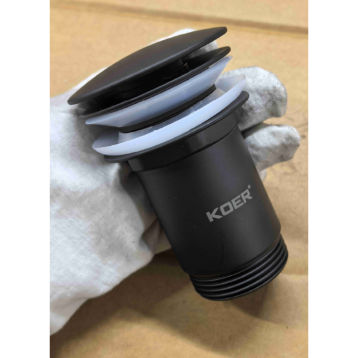 Донний клапан для раковини Koer PW-07-05 1 1/4'' з переливом автоматичний СLICK-СLACK (Колір чорн) (KR5785) Донний клапан для раковини Koer PW-07-05 1 1/4'' з переливом автоматичний СLICK-СLACK (Колір чорн) (KR5785)
