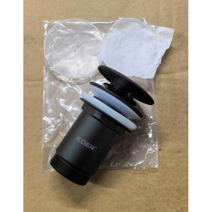 Донний клапан для раковини Koer PW-07-05 1 1/4'' з переливом автоматичний СLICK-СLACK (Колір чорн) (KR5785) Донний клапан для раковини Koer PW-07-05 1 1/4'' з переливом автоматичний СLICK-СLACK (Колір чорн) (KR5785)