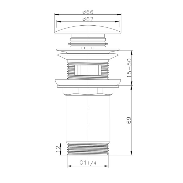 Донний клапан для раковини Koer PW-07-05 1 1/4'' з переливом автоматичний СLICK-СLACK (Колір чорн) (KR5785) Донний клапан для раковини Koer PW-07-05 1 1/4'' з переливом автоматичний СLICK-СLACK (Колір чорн) (KR5785)