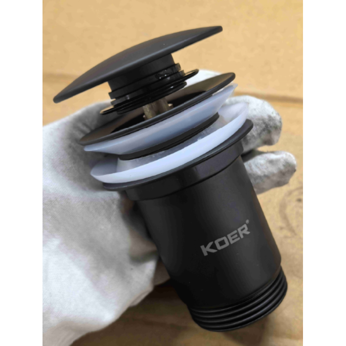 Донний клапан для раковини Koer PW-07-05 1 1/4'' з переливом автоматичний СLICK-СLACK (Колір чорн) (KR5785) Донний клапан для раковини Koer PW-07-05 1 1/4'' з переливом автоматичний СLICK-СLACK (Колір чорн) (KR5785)
