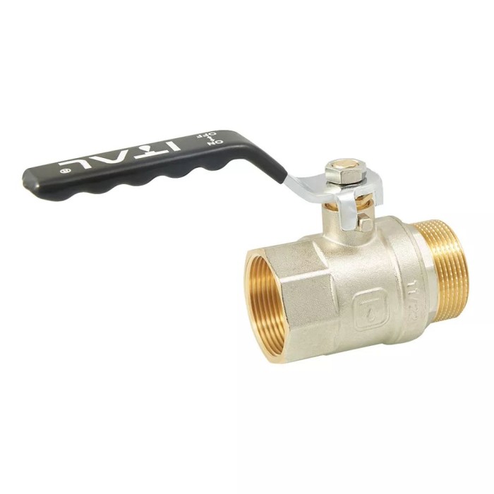 Кран кульовий ITAL PN25 1 1/2" вн.-зов., ручка, нікель Кран кульовий ITAL PN25 1 1/2" вн.-зов., ручка, нікель