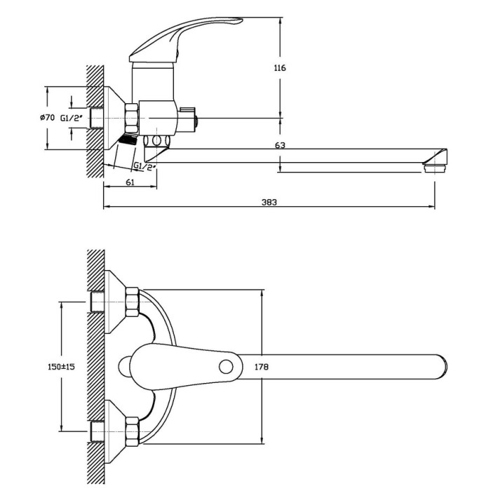 Змішувач для ванни Haiba FABIO 006 (HB0746) Змішувач для ванни Haiba FABIO 006 (HB0746)
