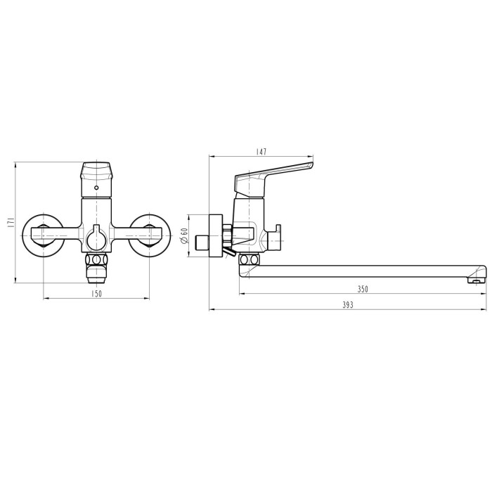 Змішувач для ванни TOPAZ LEXI TL21208A-H57-BL Змішувач для ванни TOPAZ LEXI TL21208A-H57-BL