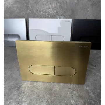 Панель змиву Koer KT-0608-12 240x160x10mm пластикова, кнопка закруглена (колір матове золото) (KR6126)