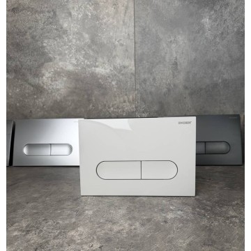 Панель змиву Koer KT-0608-03 240x160x10mm пластикова, кнопка закруглена (колір білий) (KR6123)