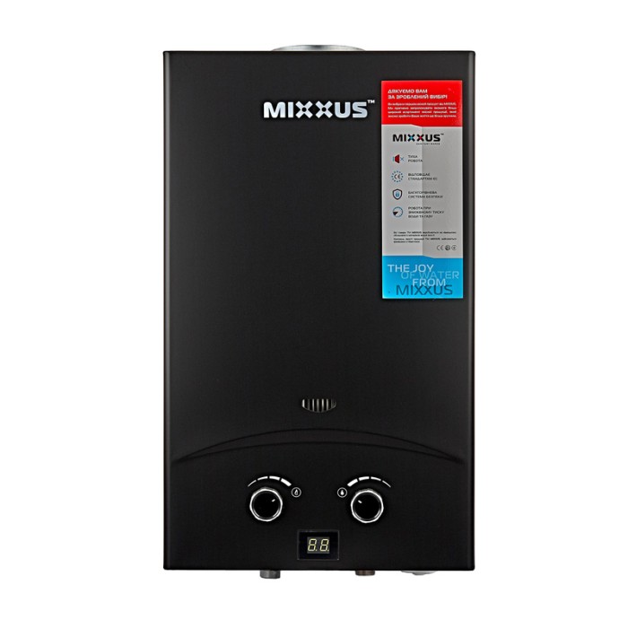 Газова колонка MIXXUS GWH-0210 BASIC BLACK димохідна 10 л/хв (колір чорний) (WH0023) Газова колонка MIXXUS GWH-0210 BASIC BLACK димохідна 10 л/хв (колір чорний) (WH0023)