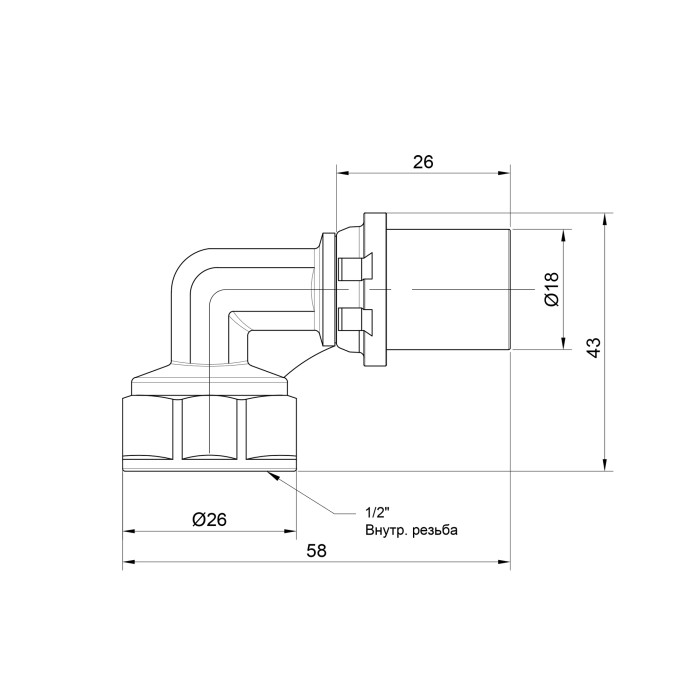 Кутик прес Icma 16х1/2" ВР посилений №405 Кутик прес Icma 16х1/2" ВР посилений №405