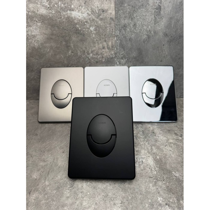 Панель змиву Koer KT-0606-05 157x198x10mm пластикова, кнопка закруглена (колір чорний матовий) (KR5343)
