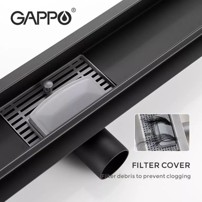 Трап для душу GAPPO G87007-36, 70х700 мм, нержавіюча сталь, чорний Трап для душу GAPPO G87007-36, 70х700 мм, нержавіюча сталь, чорний
