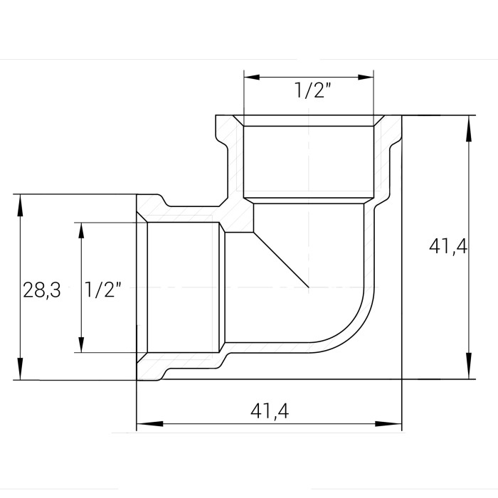Кутник 1/2″ВВ нікельований NL331S OPTIMUM Кутник 1/2″ВВ нікельований NL331S OPTIMUM