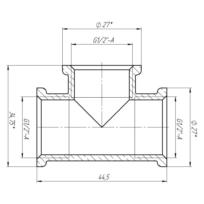 Трійник 1/2″ВВВ латунний LT331S OPTIMUM Трійник 1/2″ВВВ латунний LT331S OPTIMUM