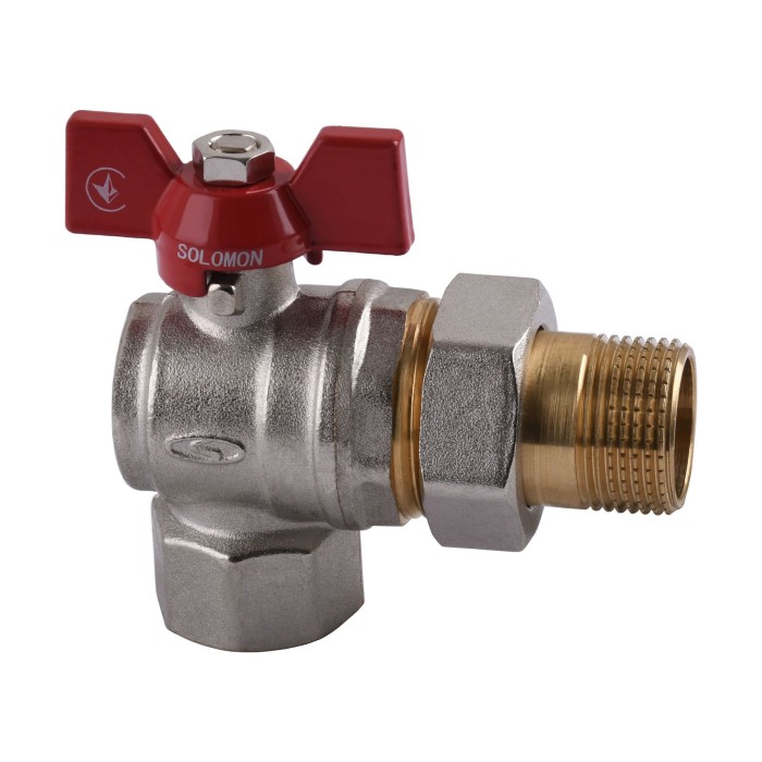 Кран кульовий кутовий з американкою SOLOMON 1/2″ ПОСИЛЕННИЙ B1043 Кран кульовий кутовий з американкою SOLOMON 1/2″ ПОСИЛЕННИЙ B1043