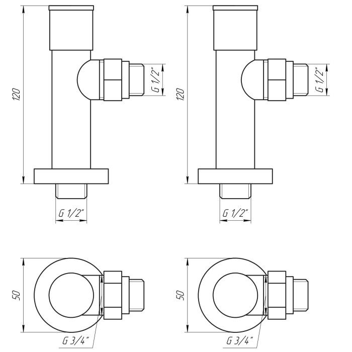!Набір Кран вентильний кутовий з американкою SOLOMON LUX 1/2″ WHITE 7777 (1уп.)