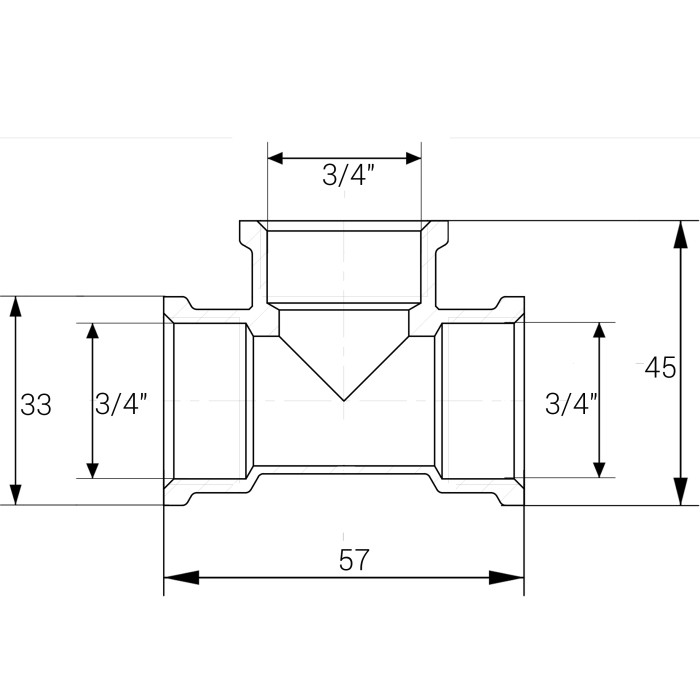 Трійник 3/4″ВВВ нікельований NT441S OPTIMUM Трійник 3/4″ВВВ нікельований NT441S OPTIMUM