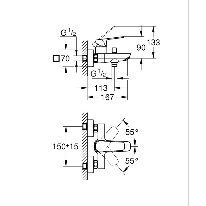 Одноважільний змішувач для ванни Grohe Cubeo (1018130000) Одноважільний змішувач для ванни Grohe Cubeo (1018130000)