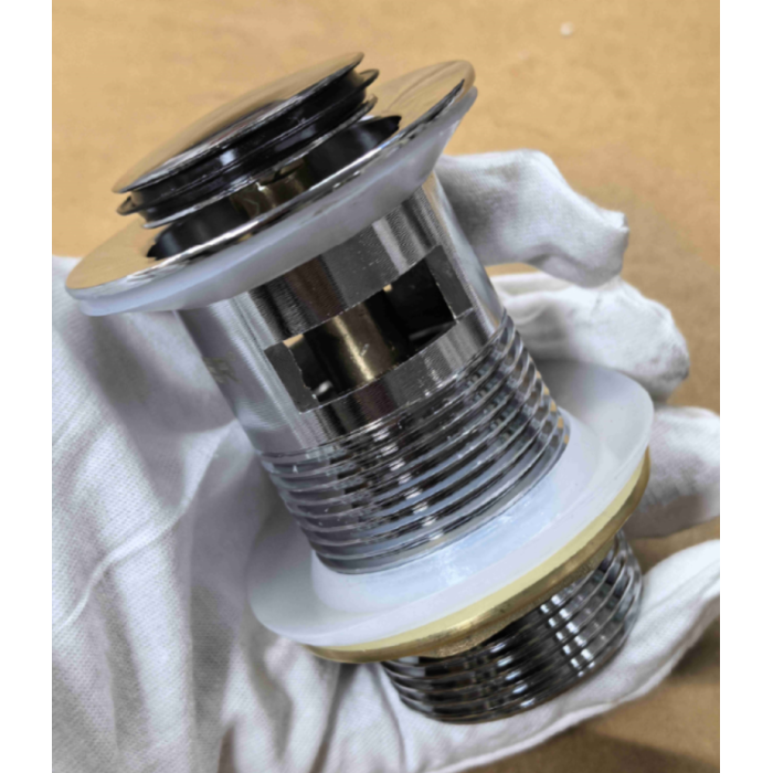 Донний клапан для раковини Koer PW-09-01 1 1/4'' з переливом автоматичний СLICK-СLACK (Колір хром) (KR5796)