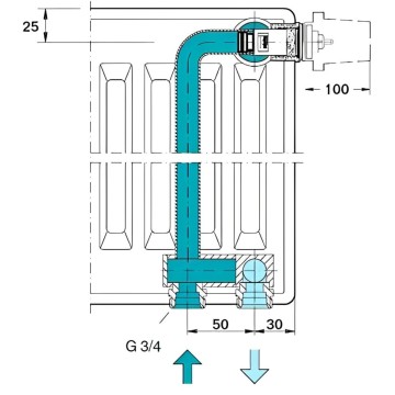 Клапан INNER під термоголовку М30x1,5 панельного радіатора 1/2″З IIM30 CRISTAL (в трубу)