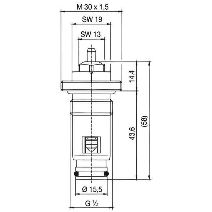 Клапан INNER під термоголовку М30x1,5 панельного радіатора 1/2″З IIM30 CRISTAL (в трубу) Клапан INNER під термоголовку М30x1,5 панельного радіатора 1/2″З IIM30 CRISTAL (в трубу)